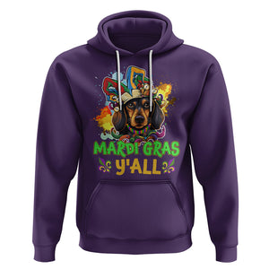 Mardi Gras Y'all Dachshund Dog With Beads Colorful Hoodie TS09 Purple Printyourwear