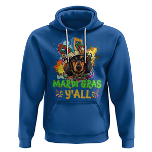 Mardi Gras Y'all Dachshund Dog With Beads Colorful Hoodie TS09 Royal Blue Printyourwear