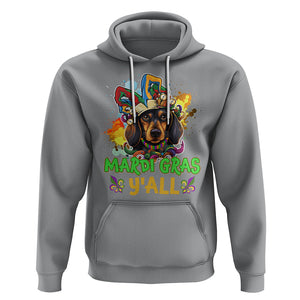 Mardi Gras Y'all Dachshund Dog With Beads Colorful Hoodie TS09 Sport Gray Printyourwear