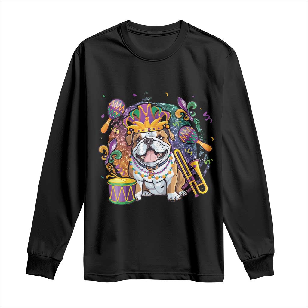 Mardi Gras Long Sleeve Shirt Fench Bulldog Cute Fat Tuesday Frenchie Pet Dog TS09 Black Print Your Wear