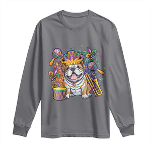 Mardi Gras Long Sleeve Shirt Fench Bulldog Cute Fat Tuesday Frenchie Pet Dog TS09 Charcoal Print Your Wear