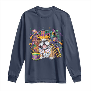 Mardi Gras Long Sleeve Shirt Fench Bulldog Cute Fat Tuesday Frenchie Pet Dog TS09 Navy Print Your Wear