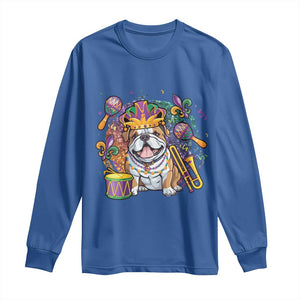 Mardi Gras Long Sleeve Shirt Fench Bulldog Cute Fat Tuesday Frenchie Pet Dog TS09 Royal Blue Print Your Wear