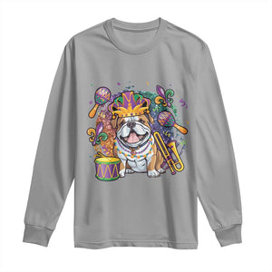 Mardi Gras Long Sleeve Shirt Fench Bulldog Cute Fat Tuesday Frenchie Pet Dog TS09 Sport Gray Print Your Wear