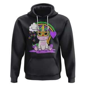 Mardi Gras Cute Unicorn Beads Rainbow Fleur De Lis Hoodie TS09 Black Printyourwear