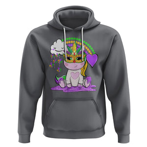 Mardi Gras Cute Unicorn Beads Rainbow Fleur De Lis Hoodie TS09 Charcoal Printyourwear