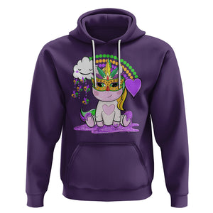 Mardi Gras Cute Unicorn Beads Rainbow Fleur De Lis Hoodie TS09 Purple Printyourwear