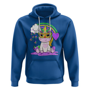 Mardi Gras Cute Unicorn Beads Rainbow Fleur De Lis Hoodie TS09 Royal Blue Printyourwear