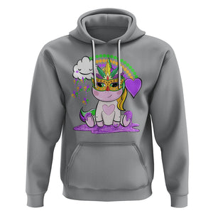 Mardi Gras Cute Unicorn Beads Rainbow Fleur De Lis Hoodie TS09 Sport Gray Printyourwear