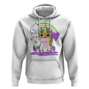 Mardi Gras Cute Unicorn Beads Rainbow Fleur De Lis Hoodie TS09 White Printyourwear