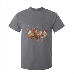 Mardi Gras Funny Farmer Jester Chicken Beads T Shirt For Kid TS09 Charcoal Print Your Wear