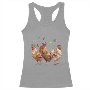 Mardi Gras Funny Farmer Jester Chicken Beads Racerback Tank Top TS09 Sport Gray Print Your Wear