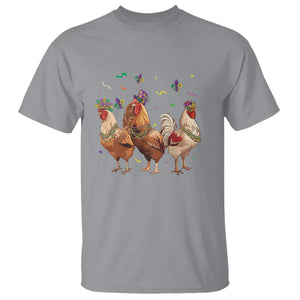 Mardi Gras Funny Farmer Jester Chicken Beads T Shirt TS09 Sport Gray Printyourwear