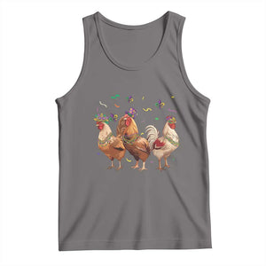 Mardi Gras Funny Farmer Jester Chicken Beads Tank Top TS09 Deep Heather Print Your Wear