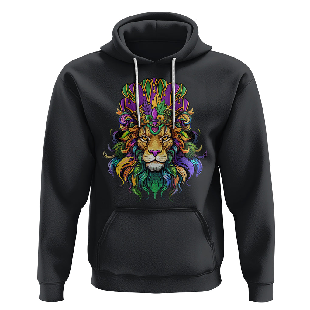 Mardi Gras Hoodie Pride Lion With Jester Hat Fat Tuesday Festival TS09 Black Printyourwear