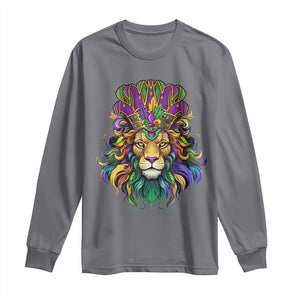 Mardi Gras Long Sleeve Shirt Pride Lion With Jester Hat Fat Tuesday Festival TS09 Charcoal Print Your Wear