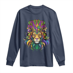 Mardi Gras Long Sleeve Shirt Pride Lion With Jester Hat Fat Tuesday Festival TS09 Navy Print Your Wear