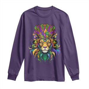 Mardi Gras Long Sleeve Shirt Pride Lion With Jester Hat Fat Tuesday Festival TS09 Purple Print Your Wear