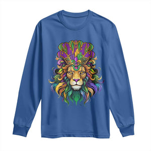 Mardi Gras Long Sleeve Shirt Pride Lion With Jester Hat Fat Tuesday Festival TS09 Royal Blue Print Your Wear