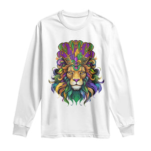 Mardi Gras Long Sleeve Shirt Pride Lion With Jester Hat Fat Tuesday Festival TS09 White Print Your Wear