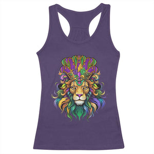 Mardi Gras Racerback Tank Top Pride Lion With Jester Hat Fat Tuesday Festival TS09 Purple Print Your Wear