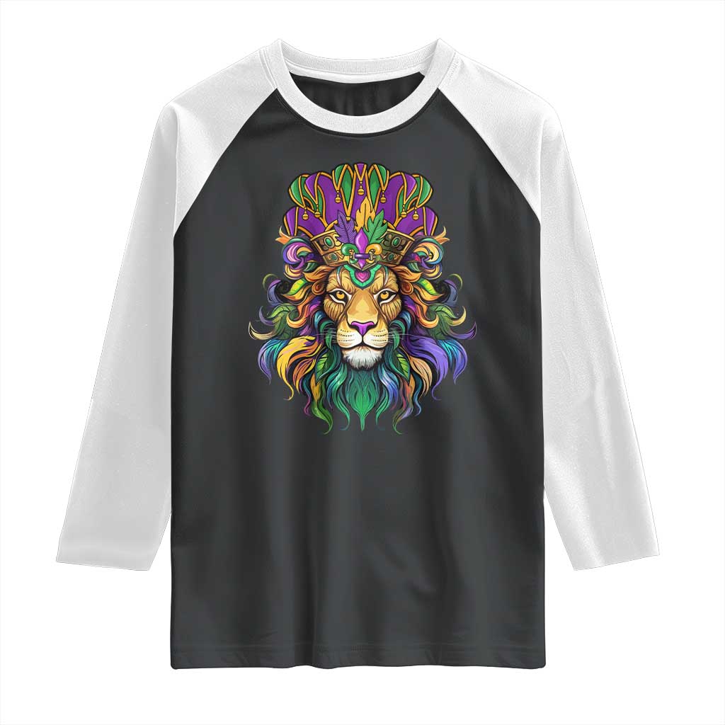 Mardi Gras Raglan Shirt Pride Lion With Jester Hat Fat Tuesday Festival TS09 Black White Print Your Wear