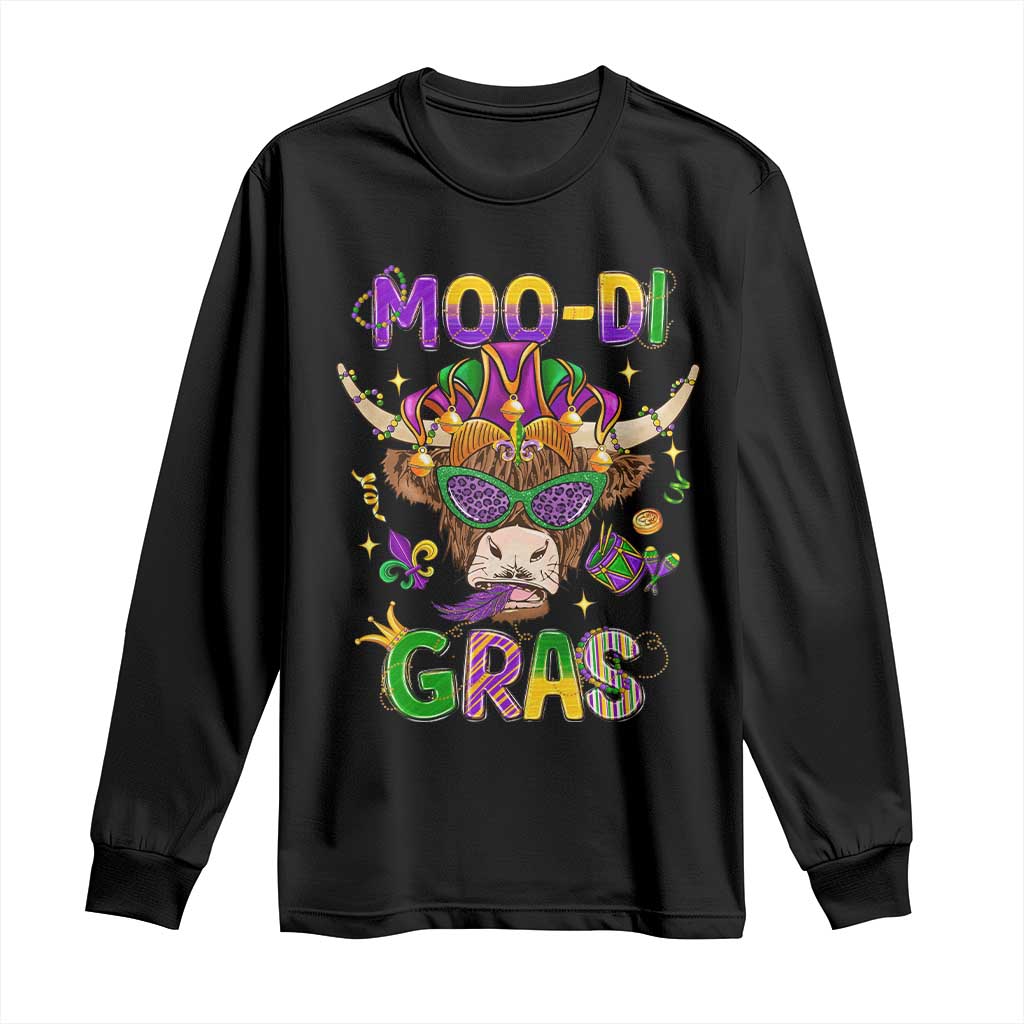 Mardi Gras Long Sleeve Shirt Moo-di Bead Heifer Cow Fat Tuesday Festival TS09 Black Print Your Wear