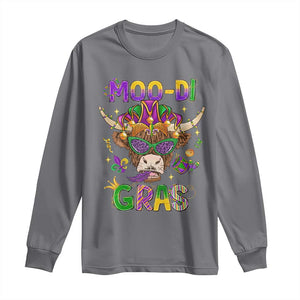 Mardi Gras Long Sleeve Shirt Moo-di Bead Heifer Cow Fat Tuesday Festival TS09 Charcoal Print Your Wear