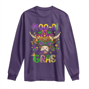 Mardi Gras Long Sleeve Shirt Moo-di Bead Heifer Cow Fat Tuesday Festival TS09 Purple Print Your Wear