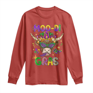 Mardi Gras Long Sleeve Shirt Moo-di Bead Heifer Cow Fat Tuesday Festival TS09 Red Print Your Wear