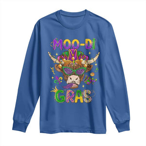 Mardi Gras Long Sleeve Shirt Moo-di Bead Heifer Cow Fat Tuesday Festival TS09 Royal Blue Print Your Wear