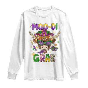 Mardi Gras Long Sleeve Shirt Moo-di Bead Heifer Cow Fat Tuesday Festival TS09 White Print Your Wear