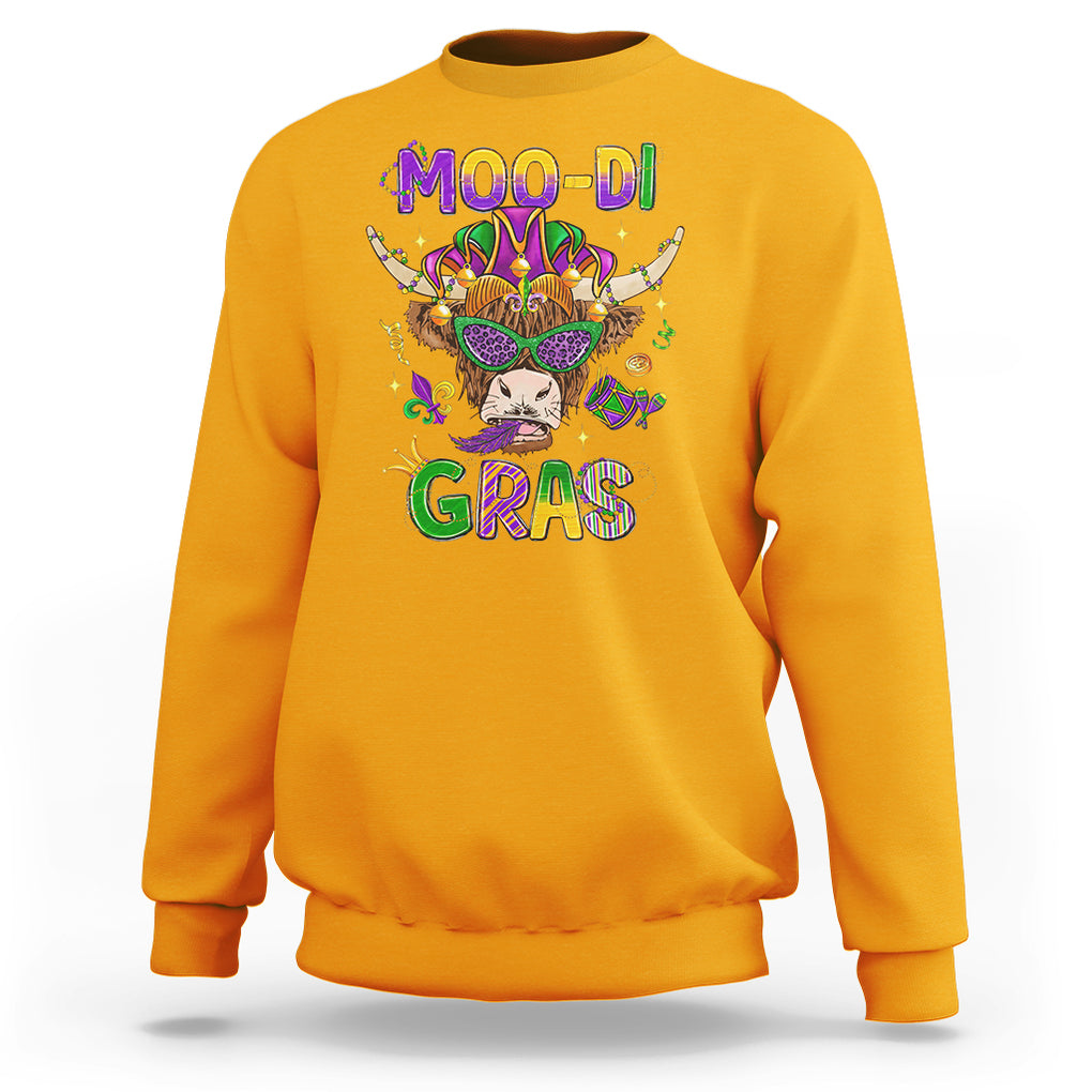 Mardi Gras Sweatshirt Moo-di Bead Heifer Cow Fat Tuesday Festival TS09 Gold Printyourwear