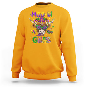 Mardi Gras Sweatshirt Moo-di Bead Heifer Cow Fat Tuesday Festival TS09 Gold Printyourwear