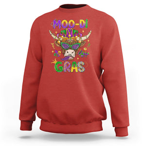 Mardi Gras Sweatshirt Moo-di Bead Heifer Cow Fat Tuesday Festival TS09 Red Printyourwear