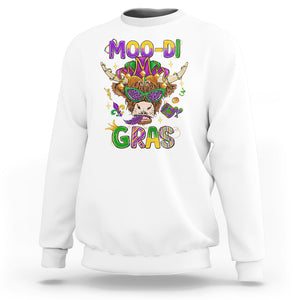 Mardi Gras Sweatshirt Moo-di Bead Heifer Cow Fat Tuesday Festival TS09 White Printyourwear