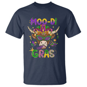 Mardi Gras T Shirt Moo-di Bead Heifer Cow Fat Tuesday Festival TS09 Navy Printyourwear