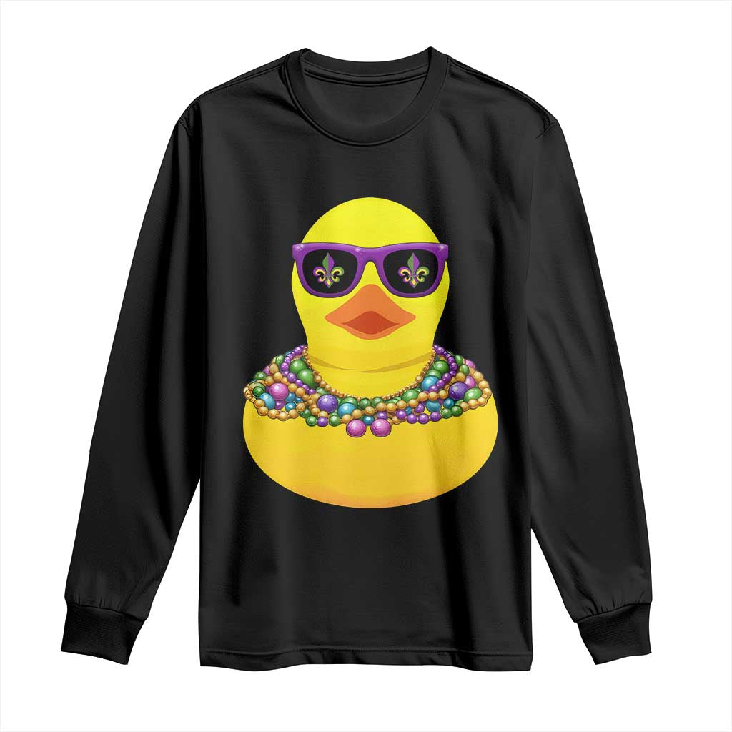 Mardi Gras Beads Cool Rubber Duck Fat Tuesday Festival Long Sleeve Shirt TS09 Black Print Your Wear