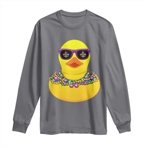 Mardi Gras Beads Cool Rubber Duck Fat Tuesday Festival Long Sleeve Shirt TS09 Charcoal Print Your Wear