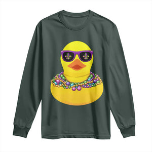 Mardi Gras Beads Cool Rubber Duck Fat Tuesday Festival Long Sleeve Shirt TS09 Dark Forest Green Print Your Wear