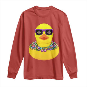 Mardi Gras Beads Cool Rubber Duck Fat Tuesday Festival Long Sleeve Shirt TS09 Red Print Your Wear