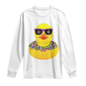 Mardi Gras Beads Cool Rubber Duck Fat Tuesday Festival Long Sleeve Shirt TS09 White Print Your Wear