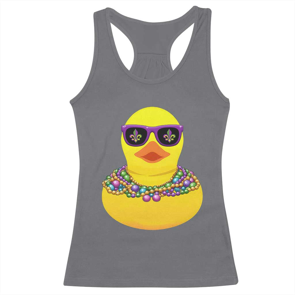 Mardi Gras Beads Cool Rubber Duck Fat Tuesday Festival Racerback Tank Top TS09 Charcoal Print Your Wear