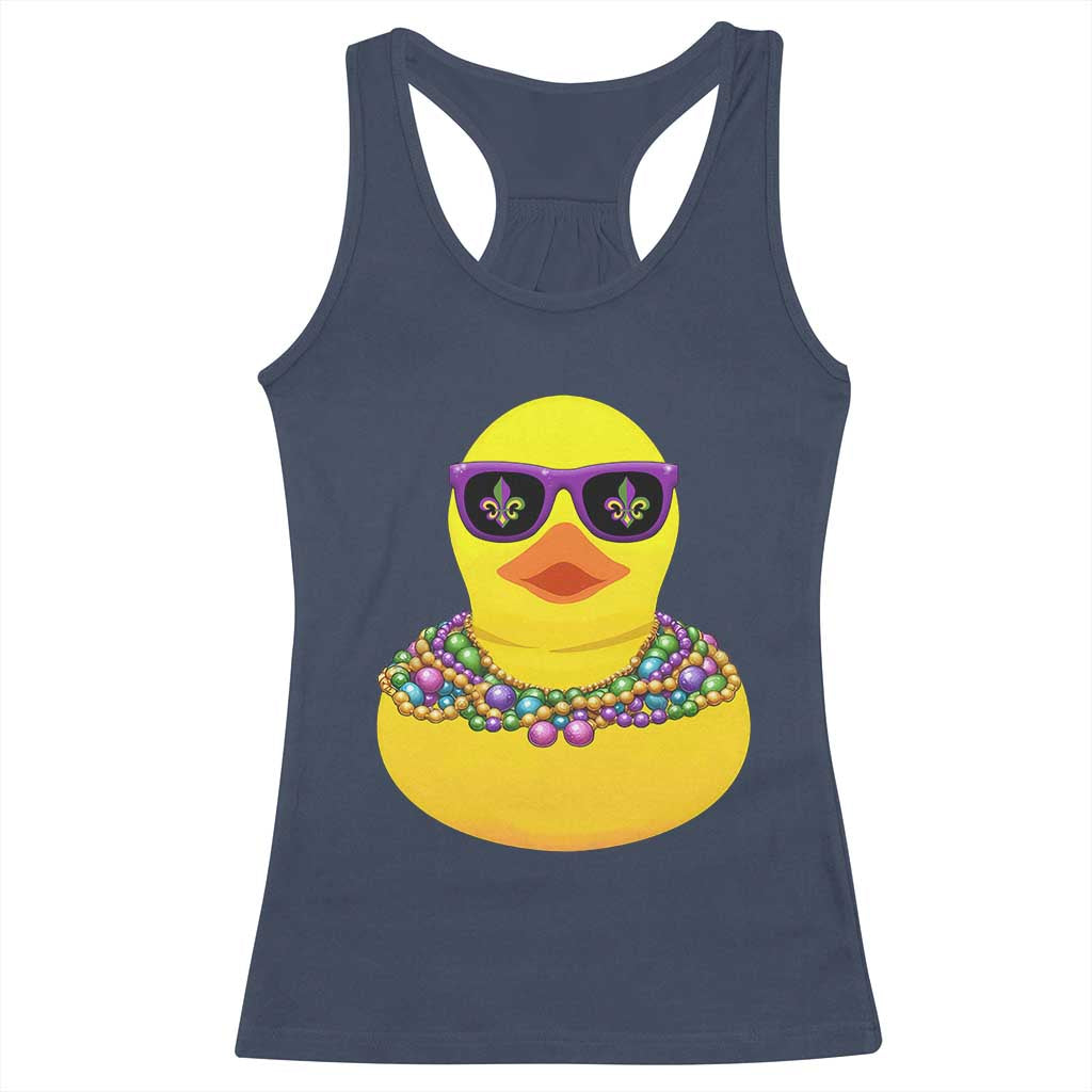 Mardi Gras Beads Cool Rubber Duck Fat Tuesday Festival Racerback Tank Top TS09 Navy Print Your Wear