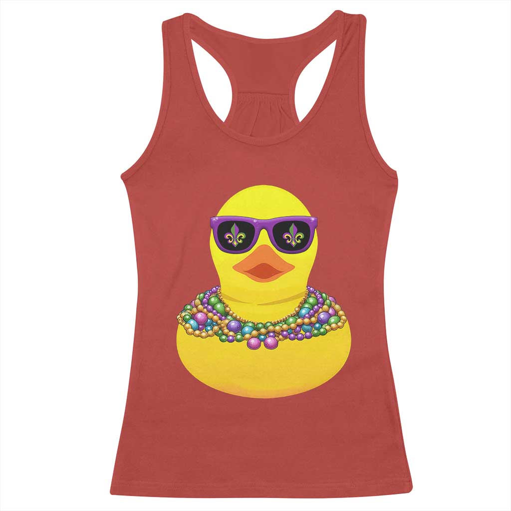 Mardi Gras Beads Cool Rubber Duck Fat Tuesday Festival Racerback Tank Top TS09 Red Print Your Wear