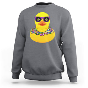 Mardi Gras Beads Cool Rubber Duck Fat Tuesday Festival Sweatshirt TS09 Charcoal Printyourwear