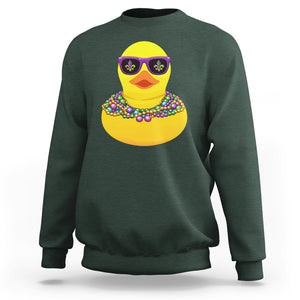 Mardi Gras Beads Cool Rubber Duck Fat Tuesday Festival Sweatshirt TS09 Dark Forest Green Printyourwear