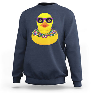 Mardi Gras Beads Cool Rubber Duck Fat Tuesday Festival Sweatshirt TS09 Navy Printyourwear