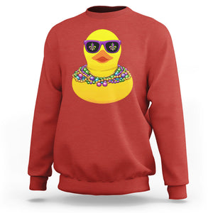 Mardi Gras Beads Cool Rubber Duck Fat Tuesday Festival Sweatshirt TS09 Red Printyourwear