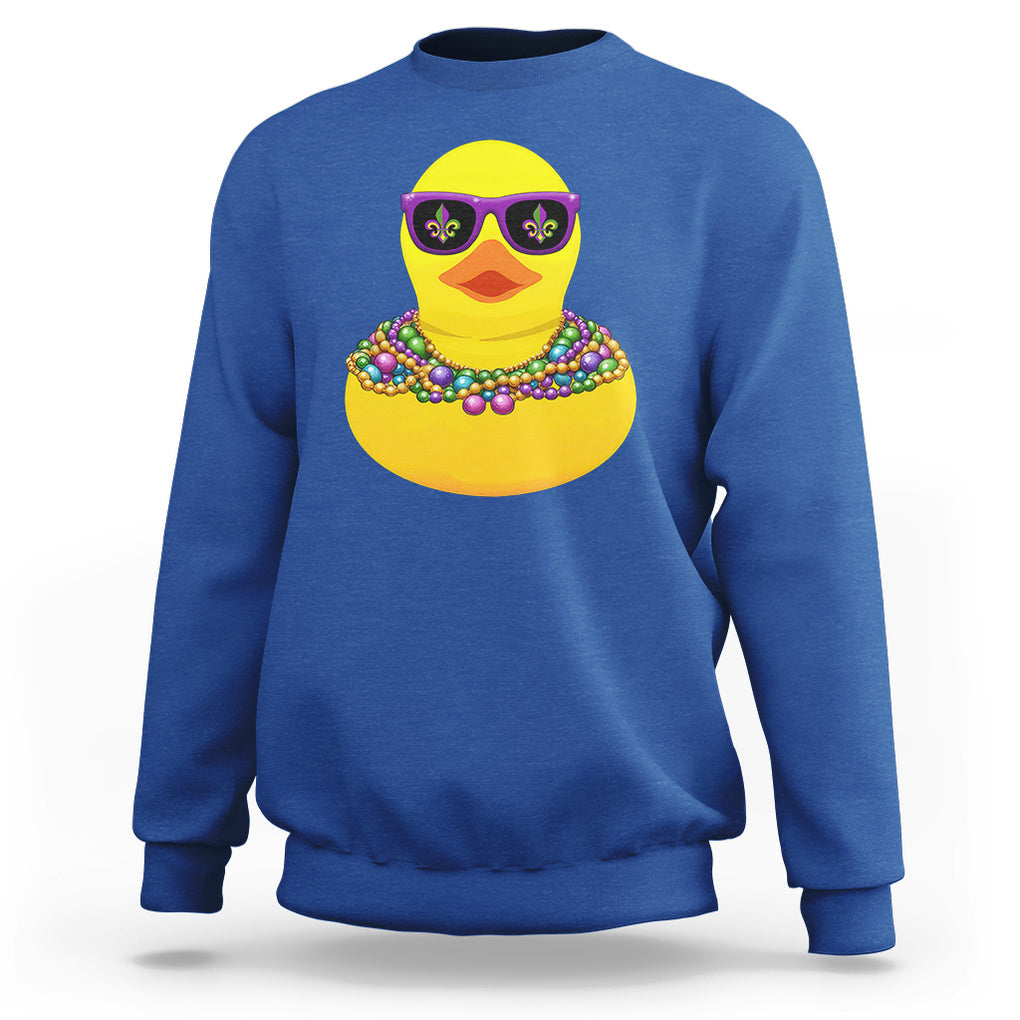 Mardi Gras Beads Cool Rubber Duck Fat Tuesday Festival Sweatshirt TS09 Royal Blue Printyourwear